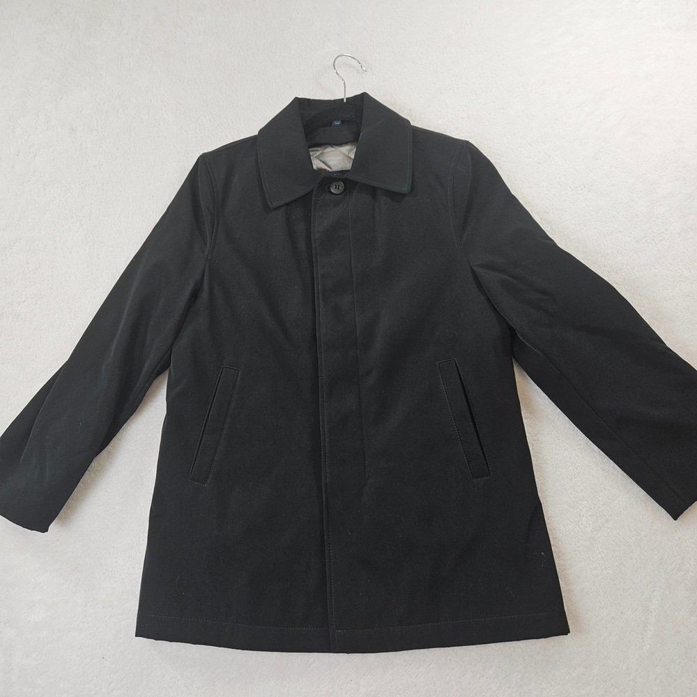 Joseph Abboud Mens Black Car Coat Removable Quilted Liner Size S Rain Repellent